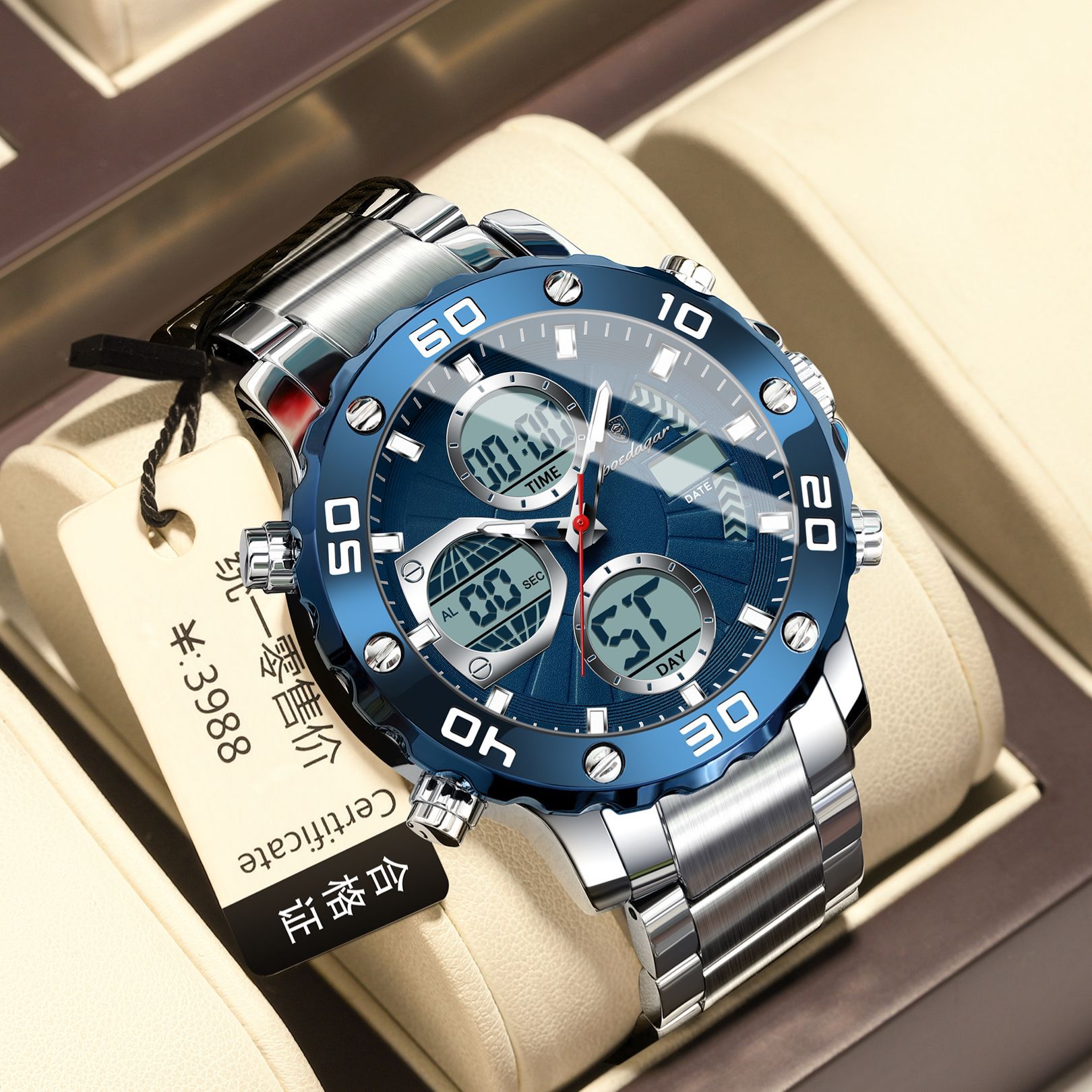 Swiss brand cross-border new men's dual display electronic watch multifunctional watch live broadcast foreign trade hot item, one piece dropshipping