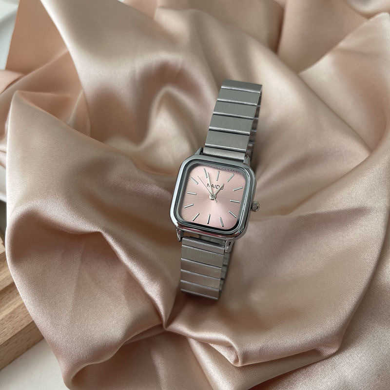 Popular square minimalist women's watch, cool wind steel strip, bamboo knot strap, women's watch, student art retro watch