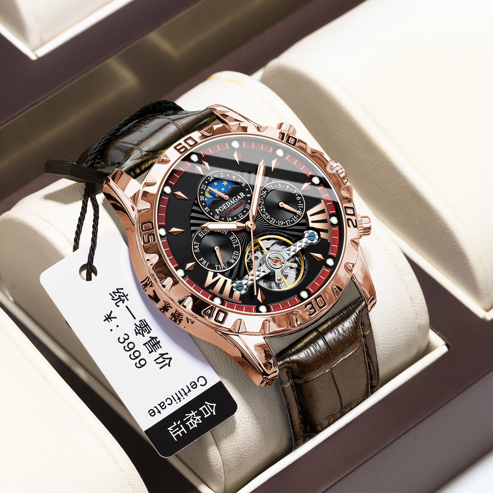 Swiss brand's new men's watch, fashionable and luxurious, fully automatic mechanical watch, live broadcast, foreign trade hot item, one piece dropshipping