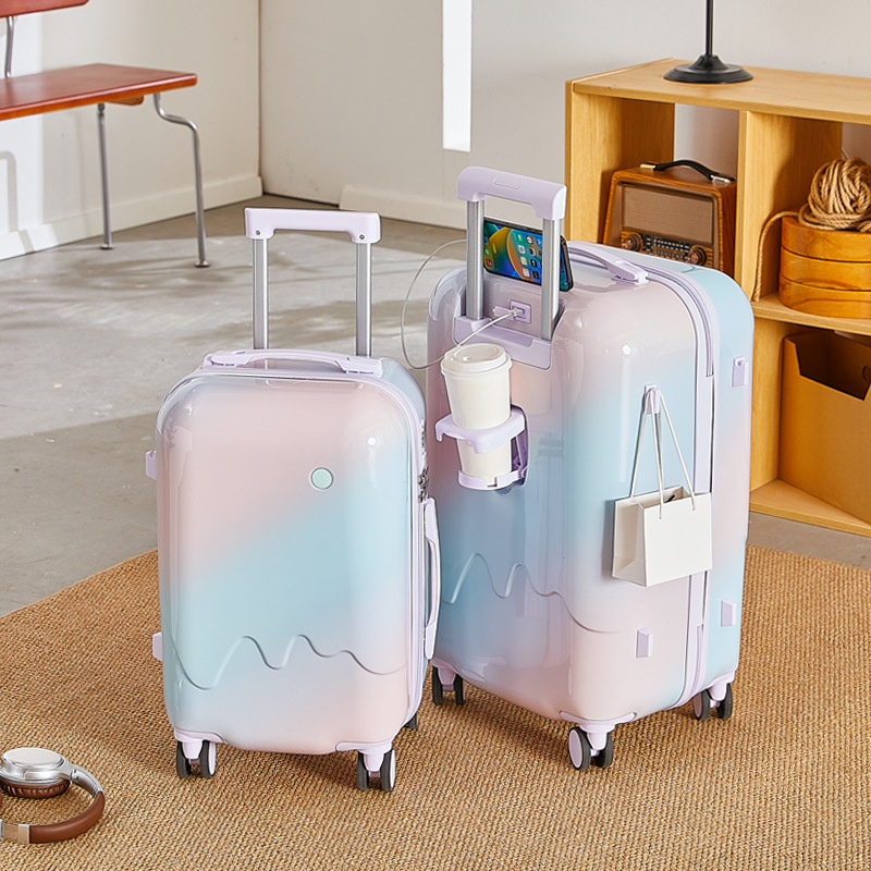 Gradient style luggage explosive female high looks 24 inch travel suitcase 20 inch boarding case password box