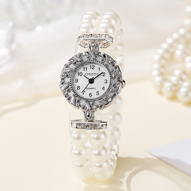 Cross border new wholesale women's watch pearl light luxury fashion elastic rope temperament high-end student women's watch