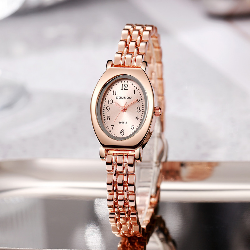 2025 New Cross border Women's Watch, Women's Style, Gold Steel Belt, Oval, Small and Popular Student Guangzhou Watch, Explosive Product