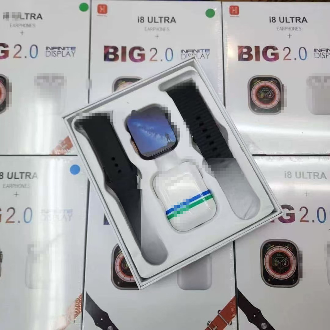 I8 Ultra 2-in-1 smartwatch, Bluetooth calling headset, dual strap, pedometer, exercise, blood oxygen and blood pressure watch