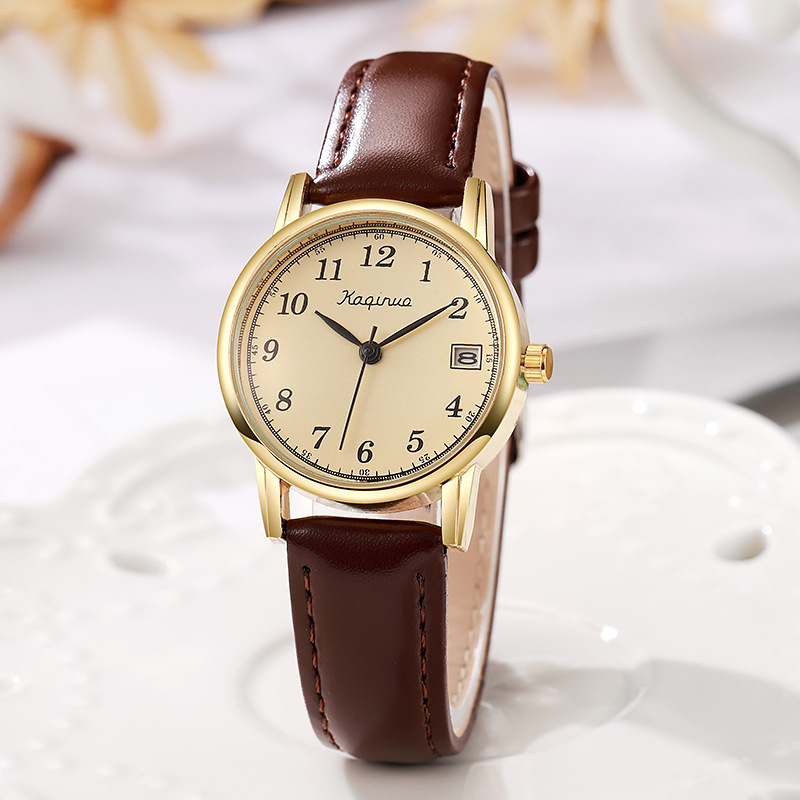 Hot selling new product women's watch, women's watch, digital face, simple design with calendar, quartz watch for students and the elderly, belt quartz watch