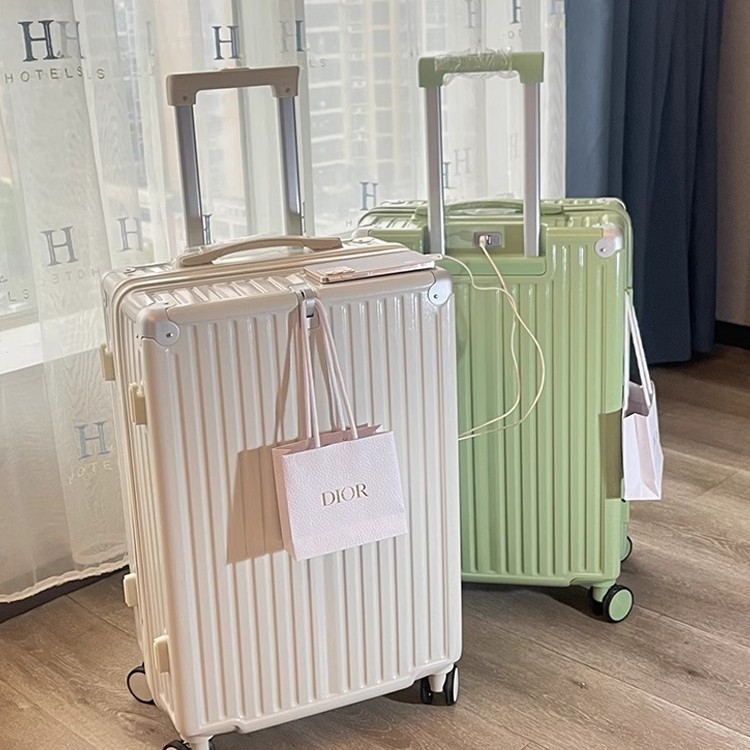 Luggage suitcase with zipper for women, 20 inch boarding password travel suitcase, 24 inch student high-end leather suitcase for men