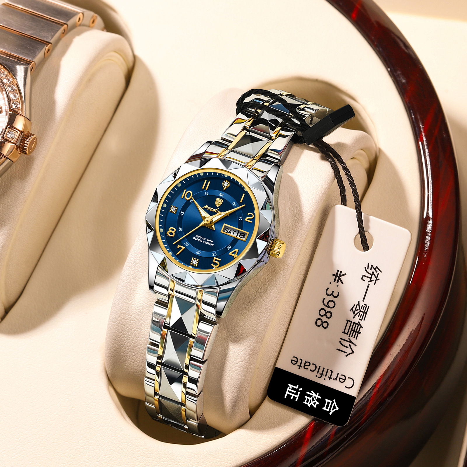 Swiss brand's new waterproof luminous dual calendar women's watch quartz watch live broadcast foreign trade hot item, one piece dropshipping