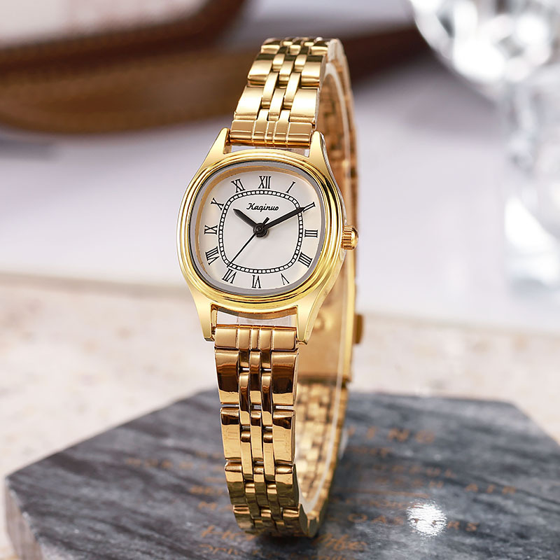 Fashionable and compact women's watch, women's new retro oval steel strip, student small gold, cross-border popular women's watch for foreign trade