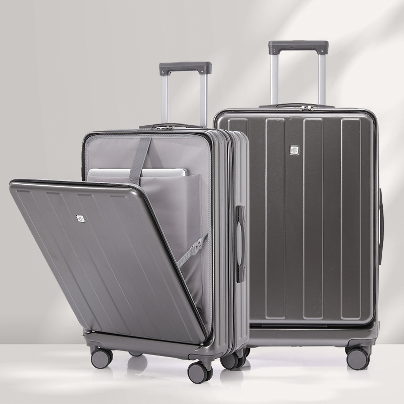 New Explosive Multi functional Front Open Lid Trolley Luggage with 20 inch Universal Wheels for Girls and Men