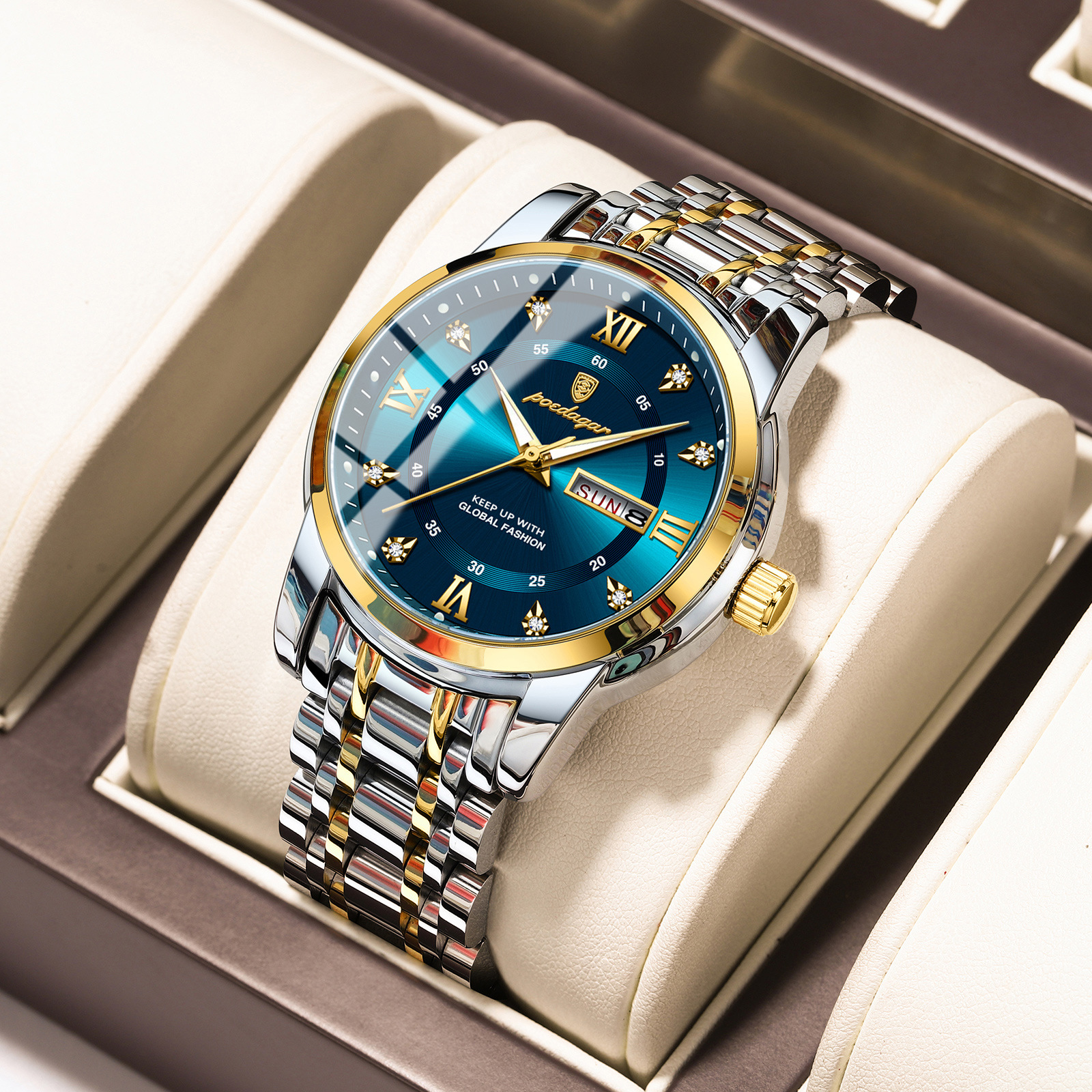 Swiss brand's new calendar style waterproof luminous men's watch quartz watch live broadcast foreign trade hot item, one piece dropshipping
