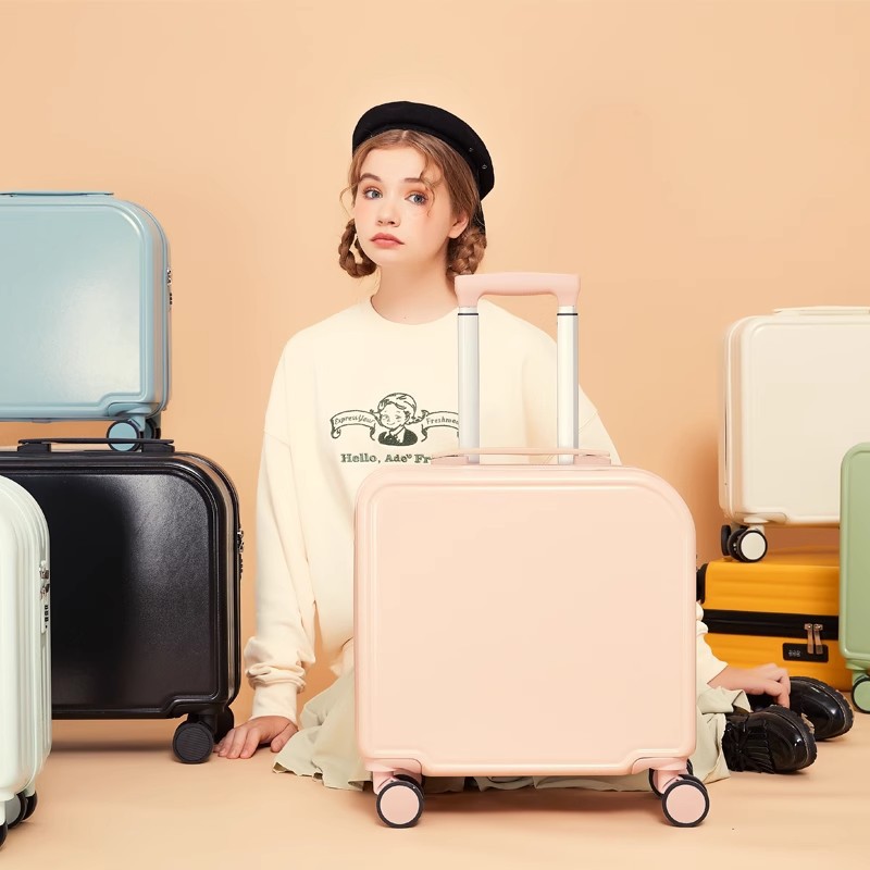 Small size luggage for women, lightweight and mini password pull rod, 18 inches and 20 inches, suitable for travel, small size, and airplane boarding