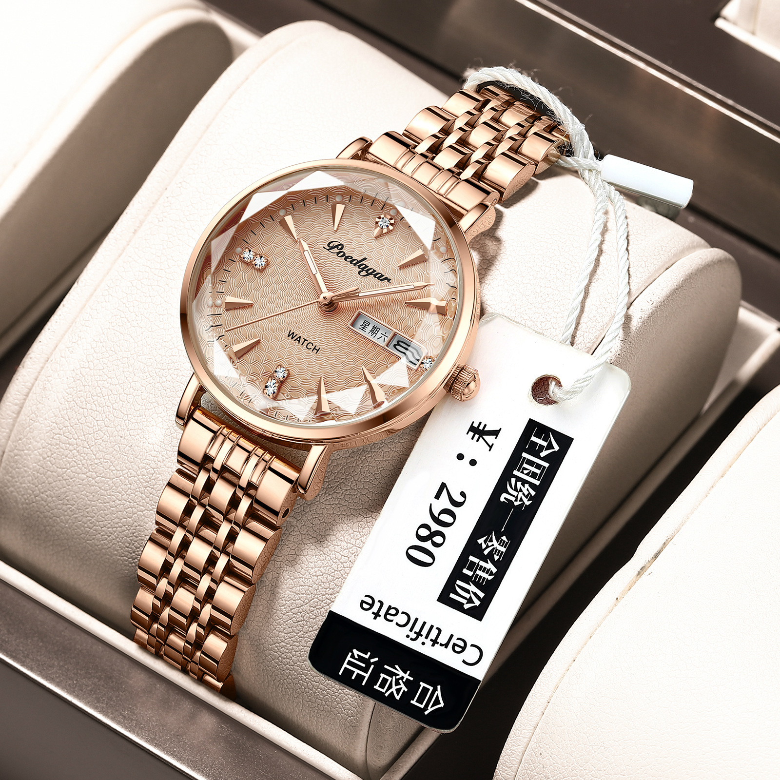 Swiss brand women's watch waterproof night light dual calendar ultra-thin quartz watch live broadcast foreign trade hot item one piece dropshipping