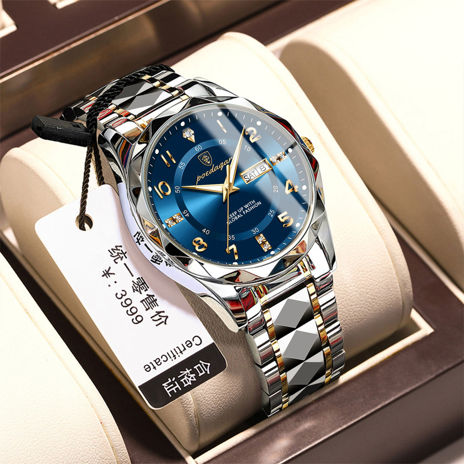 Swiss brand luxury waterproof luminous watch men's new quartz watch live broadcast foreign trade hot item, one piece dropshipping