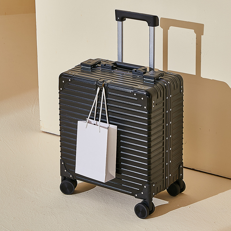Aluminum frame suitcase, women's 18 inch small boarding suitcase, men's business universal wheel suitcase, travel password suitcase, leather suitcase