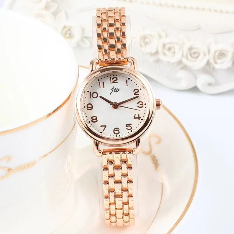 New popular cross-border e-commerce steel strip women's watch women's style versatile niche student party big digital disk in stock