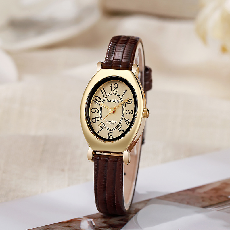 Popular oval vintage style women's watch belt, wine barrel, small dial belt, light luxury and high-end watch