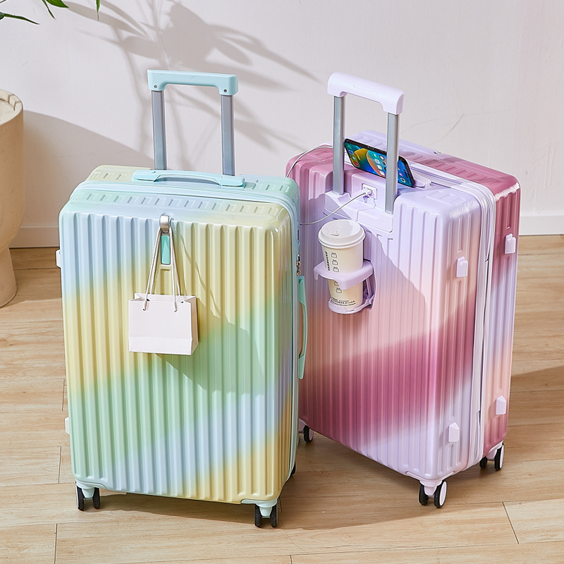 New Gradient Trendy Color Luggage for Women with High Beauty, Pull up Luggage for Men with Large Capacity, Student Password Box, Travel 24 inches