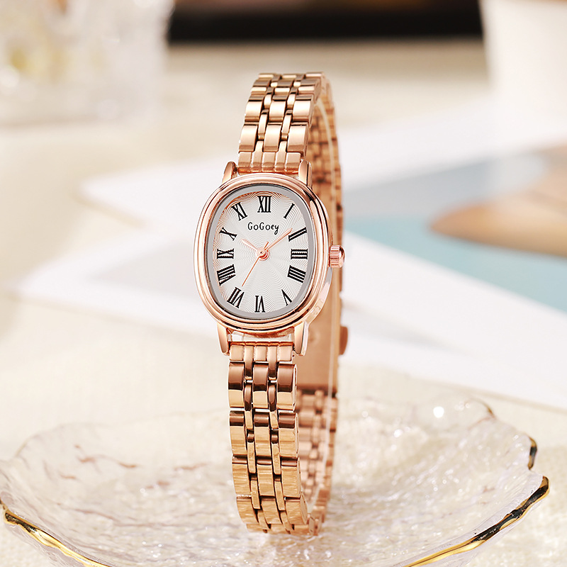 Popular Fashion Women's Watch, Female New Product, Elliptical Plate Women's Watch, Steel Belt, Student Niche, Simple and High End Watch