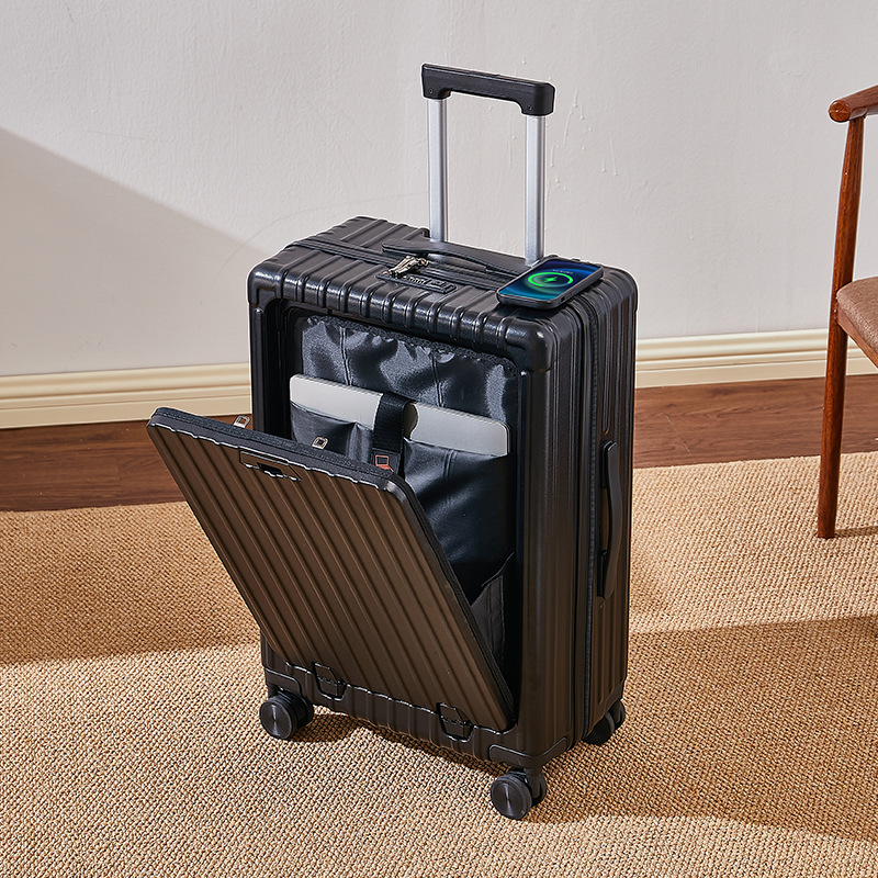 Front opening luggage compartment, one click quick access boarding box, multifunctional luggage compartment, front opening lid, travel box, student password box