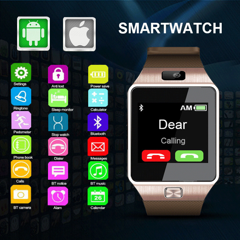 Cross border e-commerce hot selling DZ09 smartwatch, Bluetooth phone watch, card insertable multi language calling watch