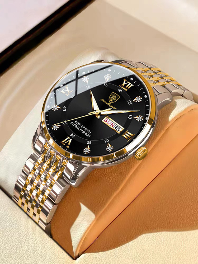 Foreign trade AliExpress hot item Swiss certified imported dual calendar waterproof night light men's watch Korean version trendy and fashionable