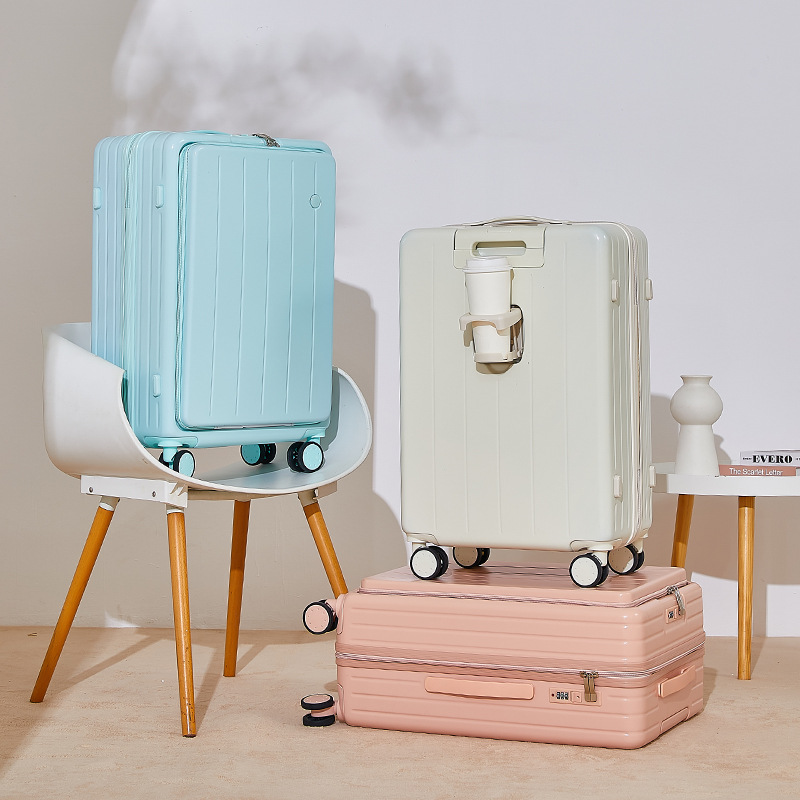 Front opening 20 inch boarding case multifunctional luggage, business universal wheel suitcase, men's and women's travel suitcase