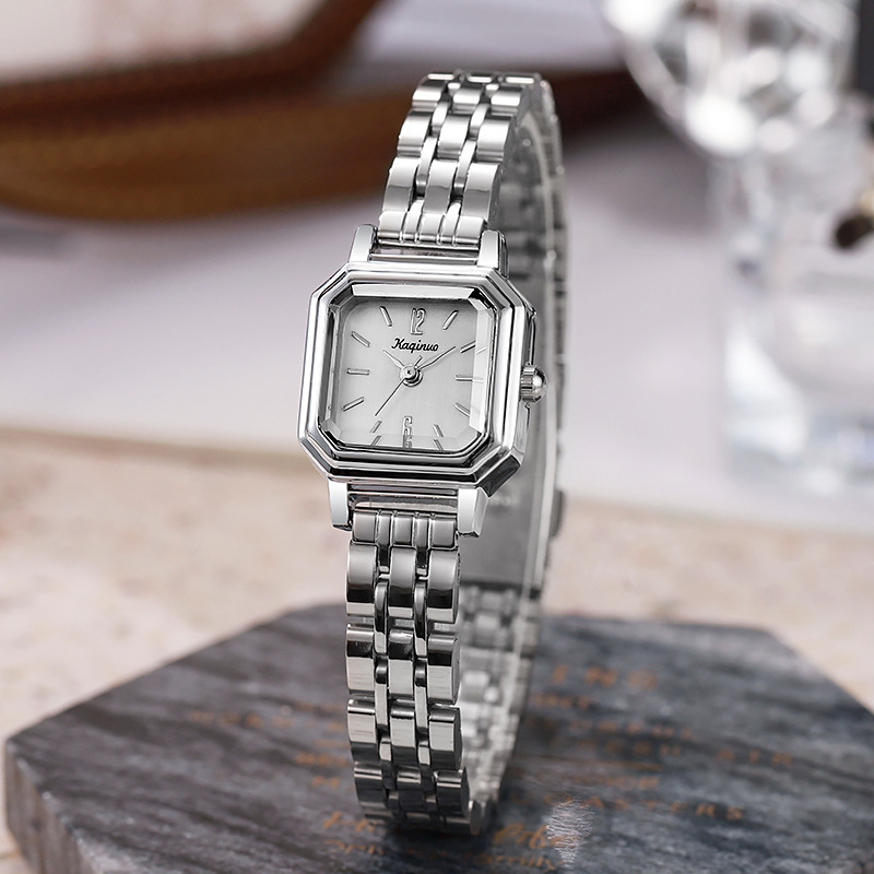 New square small watch for women, women's watch with mother of pearl face, fashionable and niche, light luxury, student temperament, high-end and popular