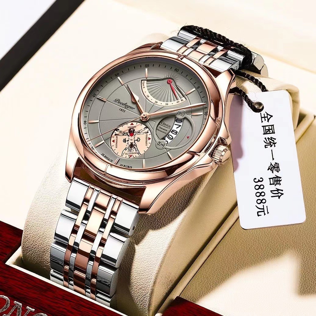 AliExpress foreign trade hot item Swiss brand waterproof night light with calendar men's watch Korean version trendy one piece dropshipping