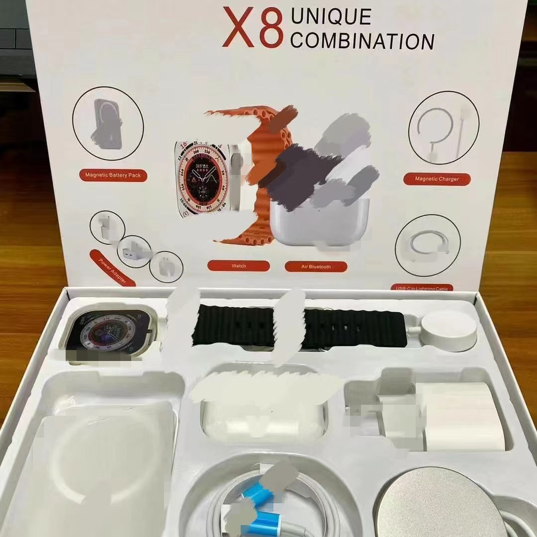 X8 Ultra Eight piece Smart Watch Earphones Power Bank Multiple Set Combination Bluetooth Call Watch S8 Ultra