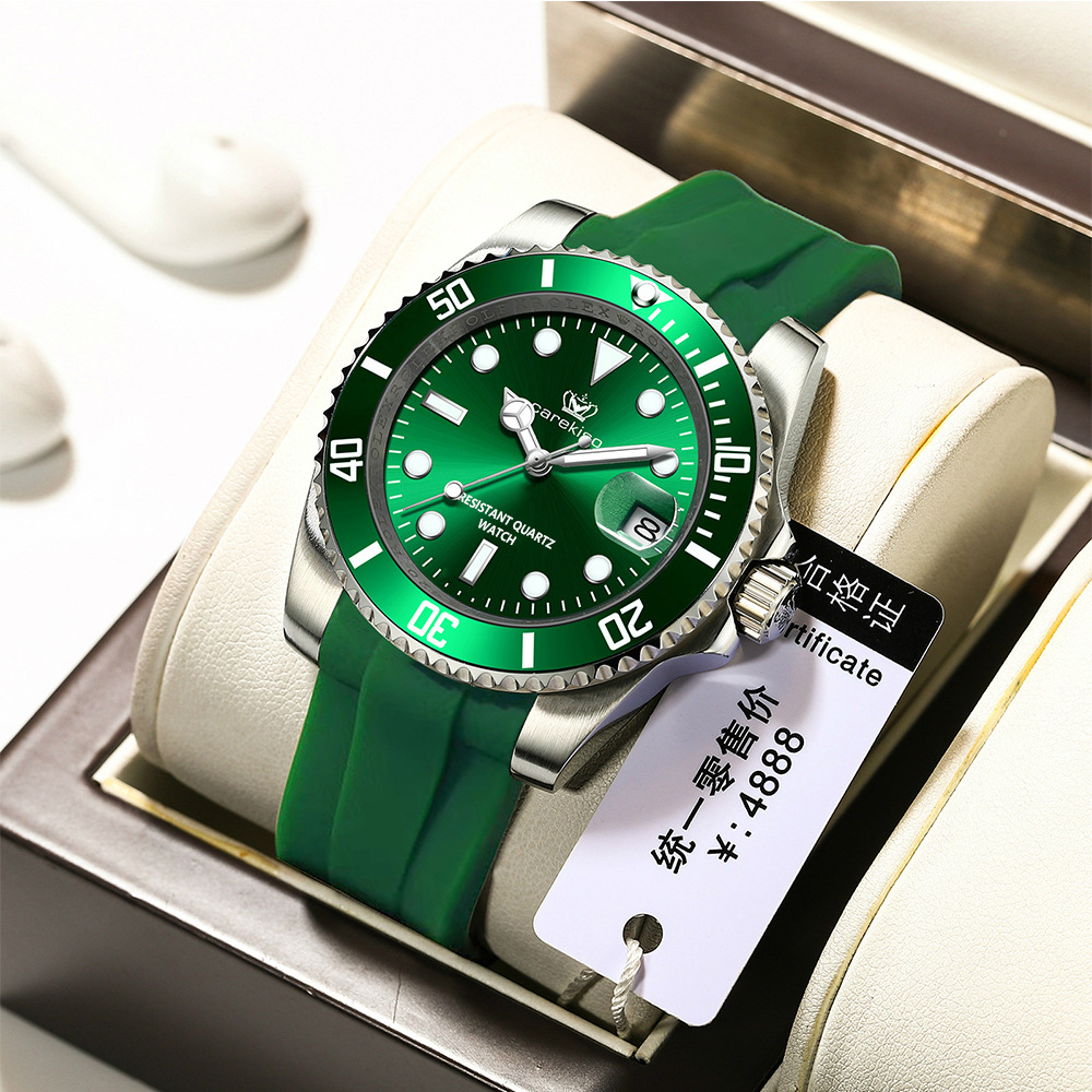 New waterproof men's watch, luxurious and fashionable night light quartz watch, live broadcast for male students, popular foreign trade item, one piece dropshipping