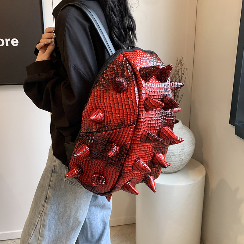 Cross border backpack for women 2025 new Korean version fashionable personality large capacity backpack funny hedgehog popular backpack