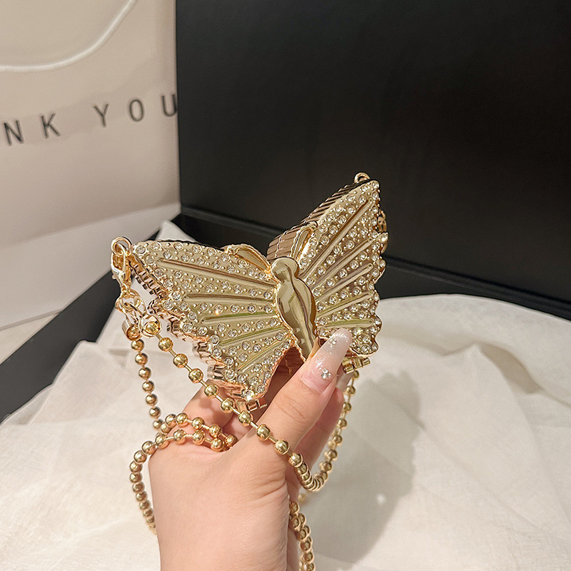Mini metal small bag for women 2025 new European and American fashion personality butterfly design western-style crossbody box bag