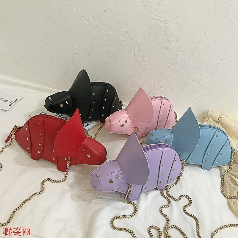 Personalized bag for women 2025 new style bags, cartoon cute trendy dinosaur shaped rivet single shoulder crossbody creative small bag