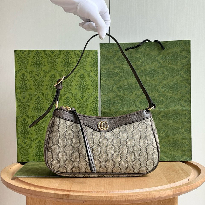 2024 New Ophidia Small GG Old Flower Canvas Bag Mahjong Underarm Bag Single Shoulder Crossarm Underarm Bag Fashion