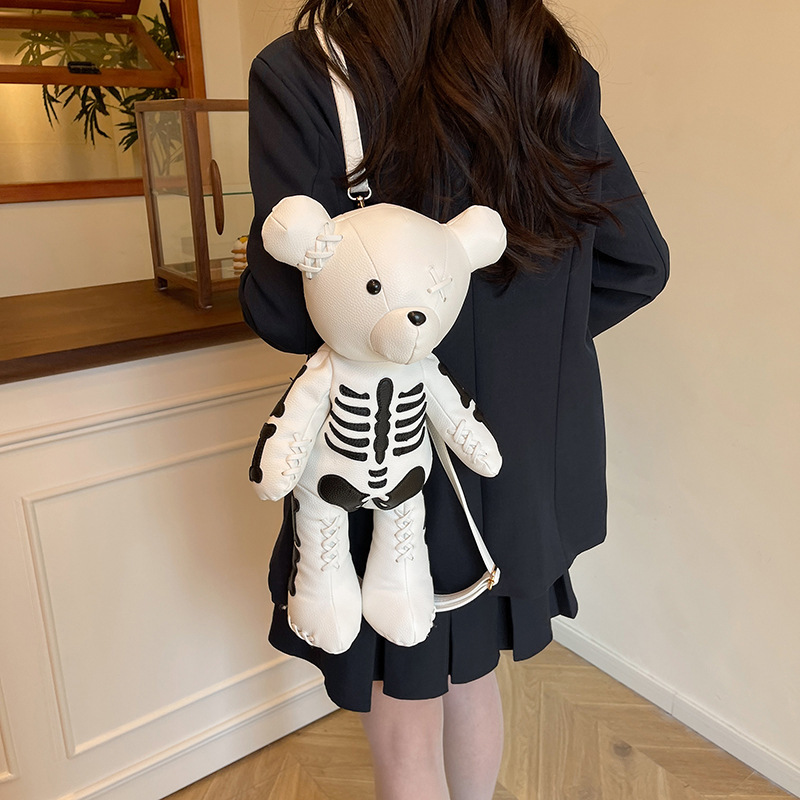 Bags Cross border Women's Bag 2025 New Japanese Cartoon Bare Bear Double Back Personalized Funny Art Travel Backpack