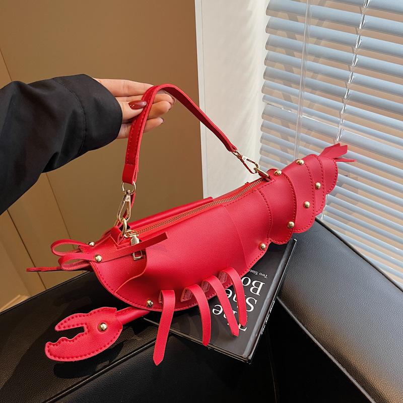Personalized lobster bag 2025 new European and American fashionable rivet design shoulder bag cute girl versatile crossbody bag trend