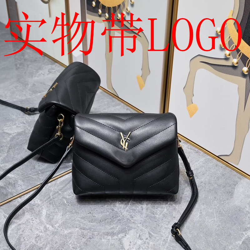 2024 new genuine leather women's bag, Yangshulin mailman bag, fashionable diamond grid chain with logo, luxury accessory brand