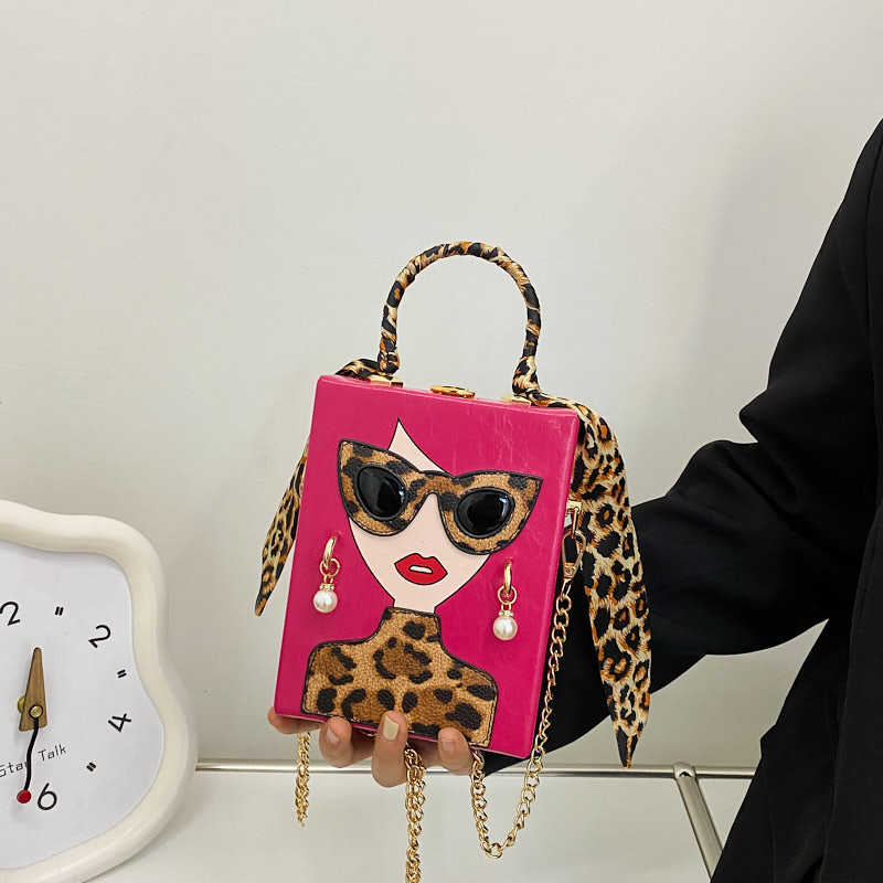 2025 New European and American Fashion Leopard Pattern Beauty Internet Celebrity Handheld Cross Shoulder Single Shoulder Box Bag with Personalized Small Bag for Women