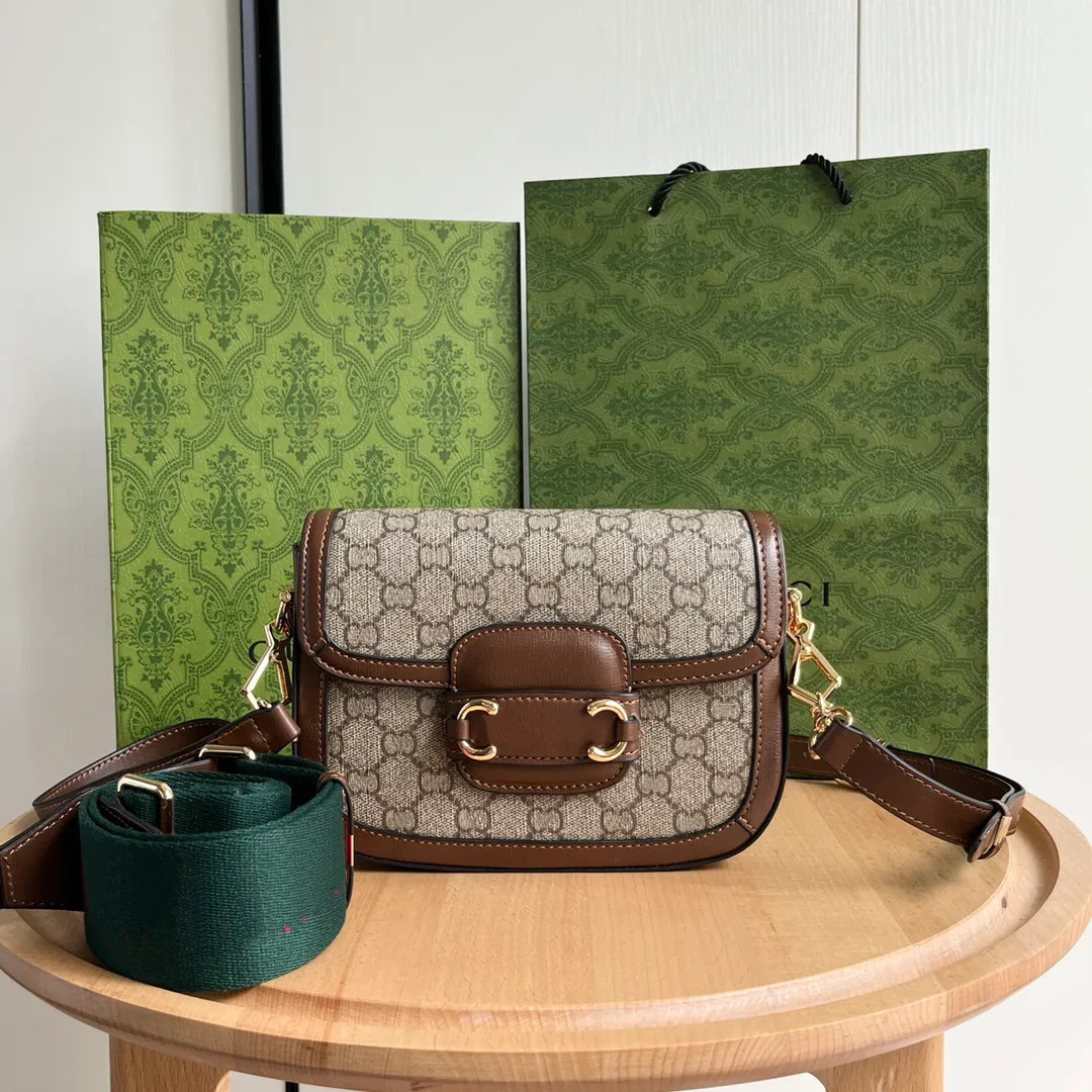 1955 saddle bag broadband crossbody shoulder bag Horsebit2024 new double shoulder strap double G women's bag