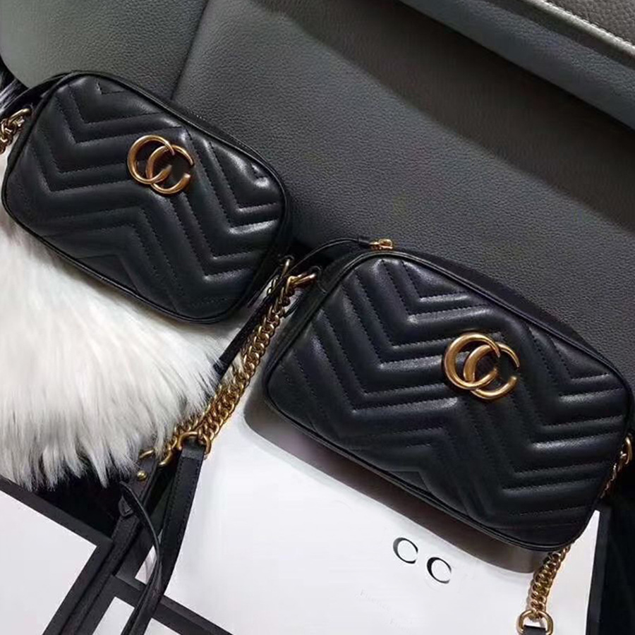 Classic Double G Camera Bag Marmont Wave Pattern Love Chain Bag Cross Shoulder Leather Small Bag