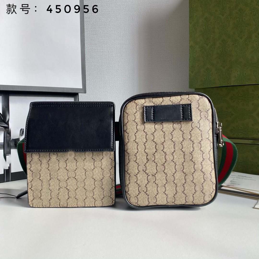 Men's Classic Double G Printed Waist Bag, Chest Bag, Luxury Fashion G Vintage Flower 2-in-1 Single Shoulder Crossbody Bag