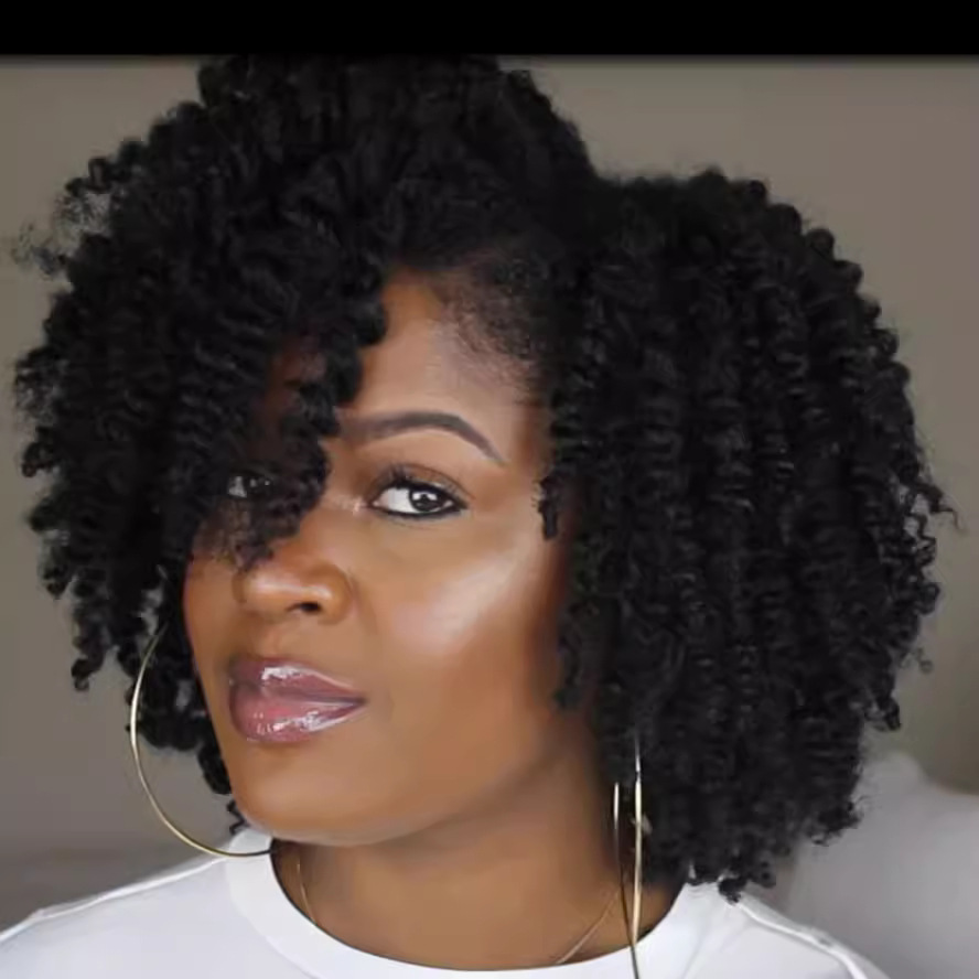 Cross border e-commerce African small roll wig wigs European and American wig women's short hair black fluffy explosive head synthetic headband
