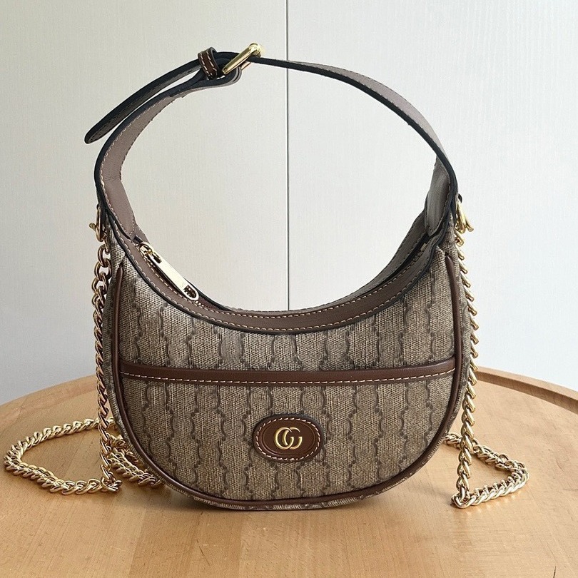 Foreign Trade G Half Moon Bag Handheld Shoulder Bag Chain Bag European and American Retro Fashion Crescent Bag 2024 New Women's Bag