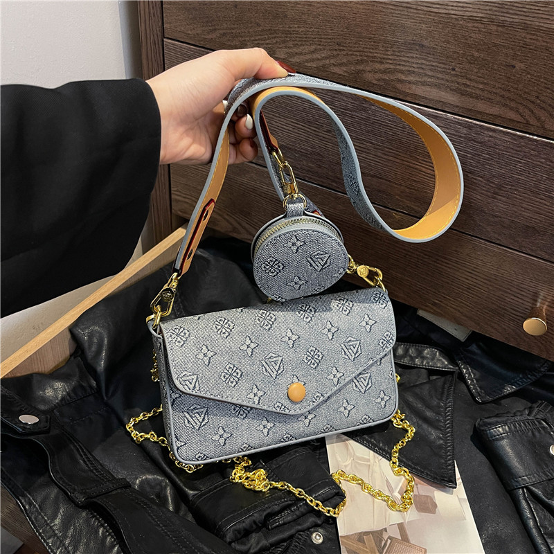 Light luxury vintage flower chain small square bag for women 2025 new high-end and versatile three in one letter package, single shoulder crossbody bag
