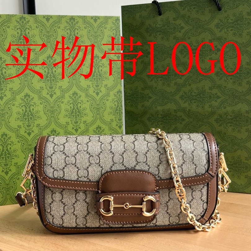 2024 New Horsebit1955 Saddle Old Flower Canvas Shoulder Strap Luxury Accessories Double GG Single Shoulder Cross Shoulder Women's Bag