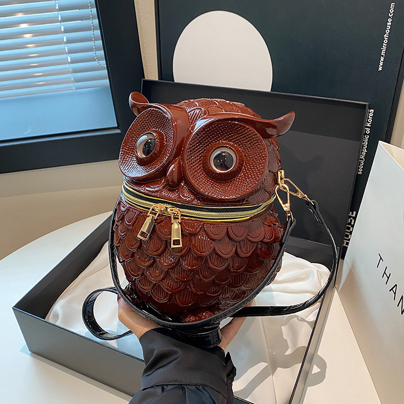 Personalized and Creative Owl Small Bag for Women 2025 New European and American Fashion Ins Internet Celebrity Chain Crossbody Small Round Bag