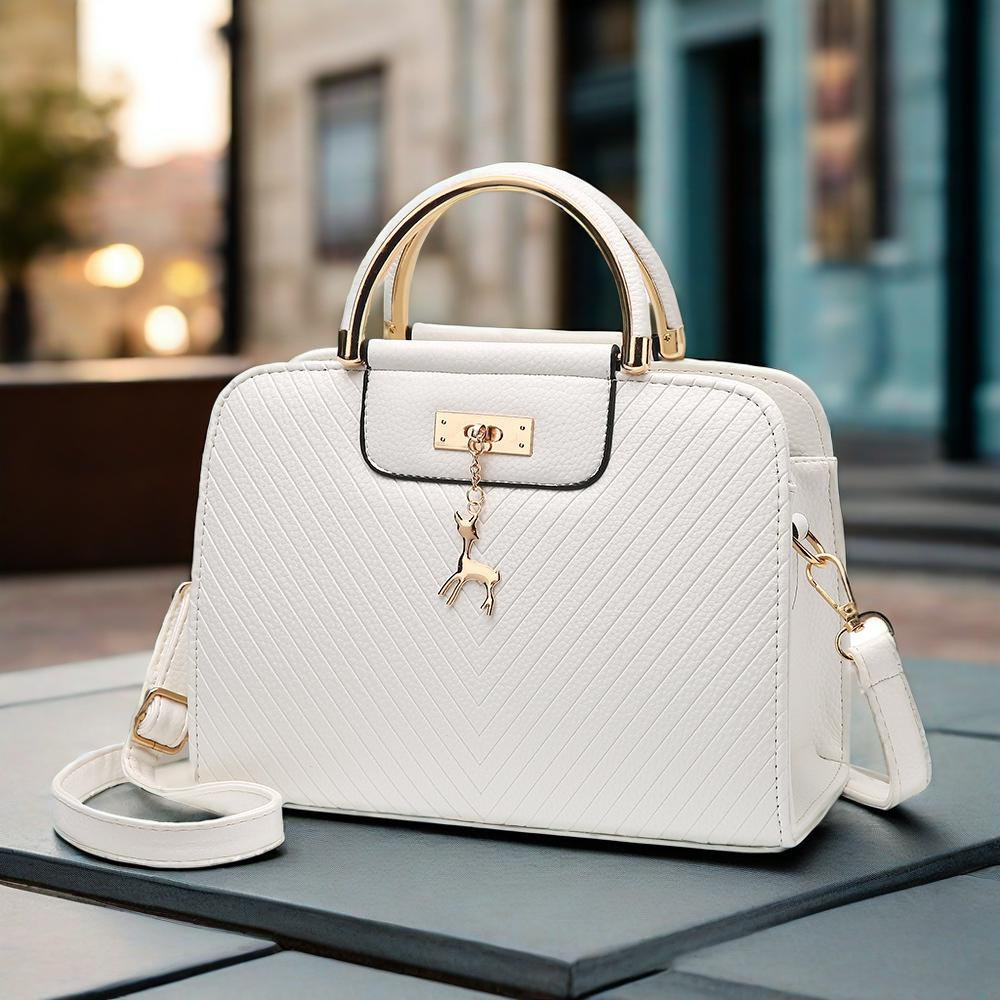 New Women's Bag 2025 Fashion Embossed Handheld Small Bag Korean Version Simple Deer Bridal Bag Single Shoulder Crossbody Bag Hair Collection