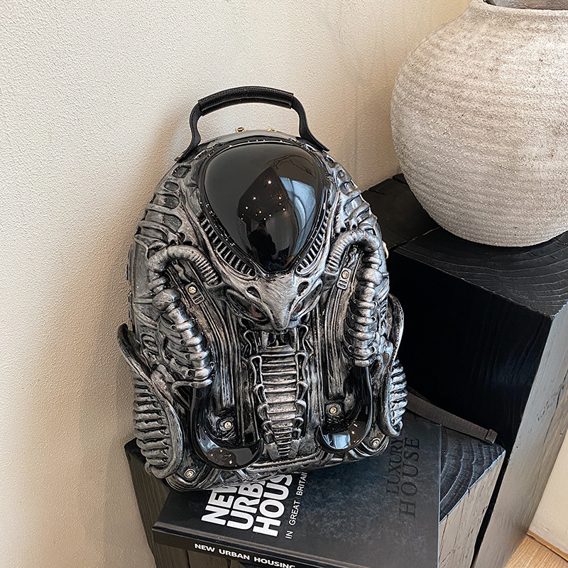 Cross border women's bag 2025 new European fashion design personalized large capacity acrylic shaped punk style backpack trend