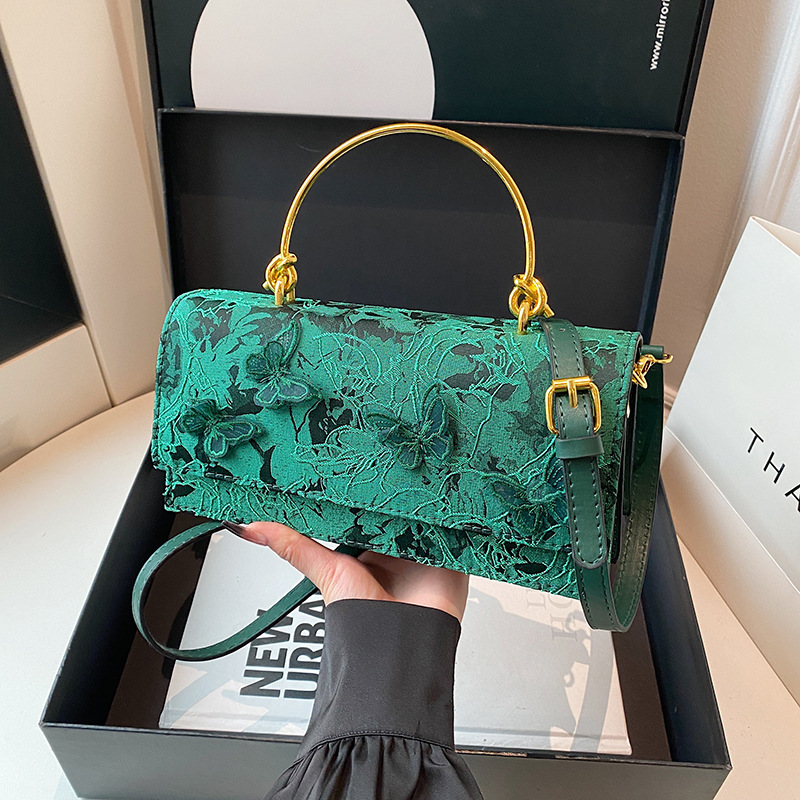 Bags 2025 New Collection Forest Sweet Girl Fashion Lace Butterfly Western Style Single Shoulder Chain Small Square Bag Trendy