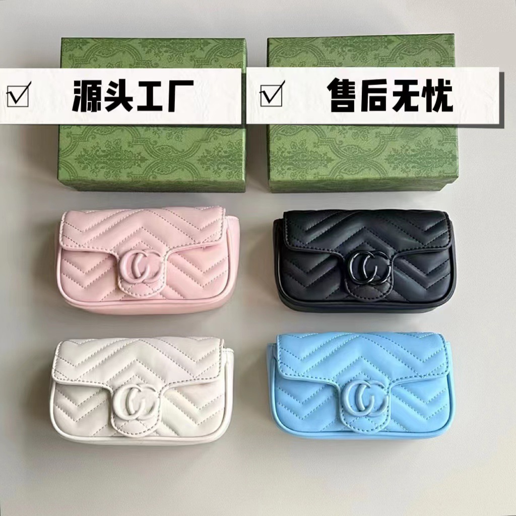 GG Marmont Series Waist Bag Macaron Pink Versatile Single Shoulder Women's Bag Chain Bag Double G Marmont Bag