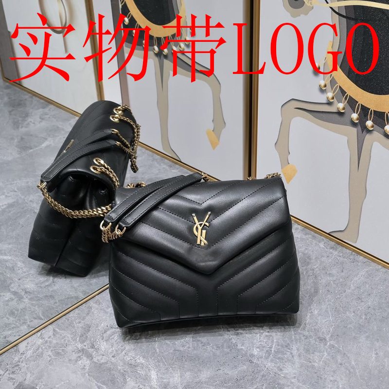 Luxury jewelry brand 2024 new genuine leather women's bag Yangshulin mailman bag versatile diamond grid chain with logo